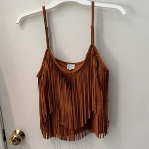 NWT Francesca’s Blue Rain Lush Rust Fringe Camisole